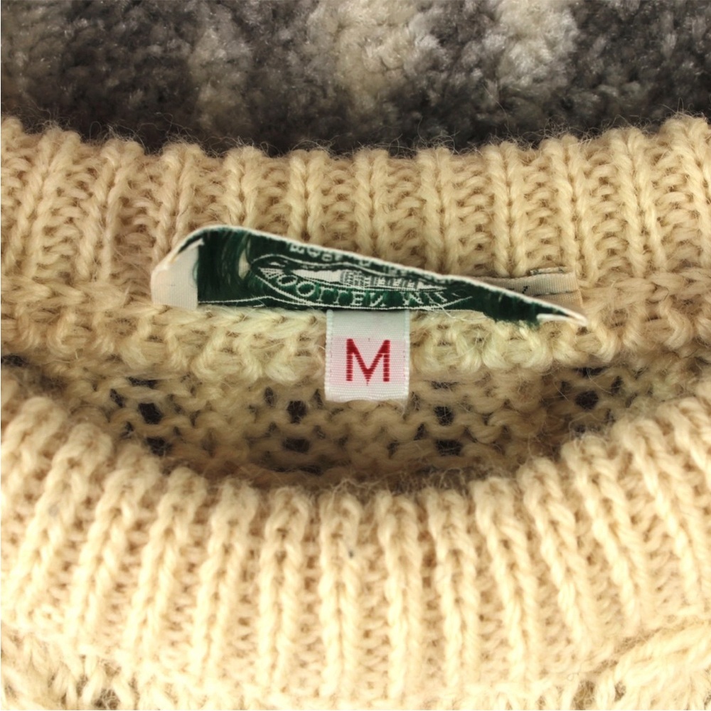 Blarney Woolen Mills Sweater Sz M Beige Pullover Wool Ireland Chunky Fisherman - Picture 5 of 13
